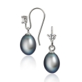 Серебряные серьги с темным жемчугом Nasonpearl 2010 г инфо 12443r.